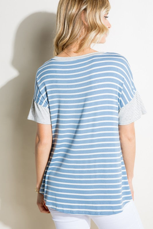 STRIPE SOLID MIXED BOXY TOP