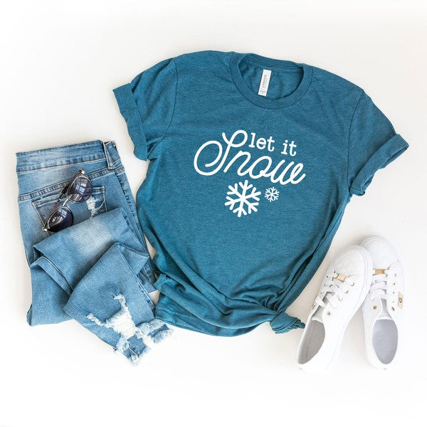 Let It Snow Snowflake Short Sleeve Graphic Tee
