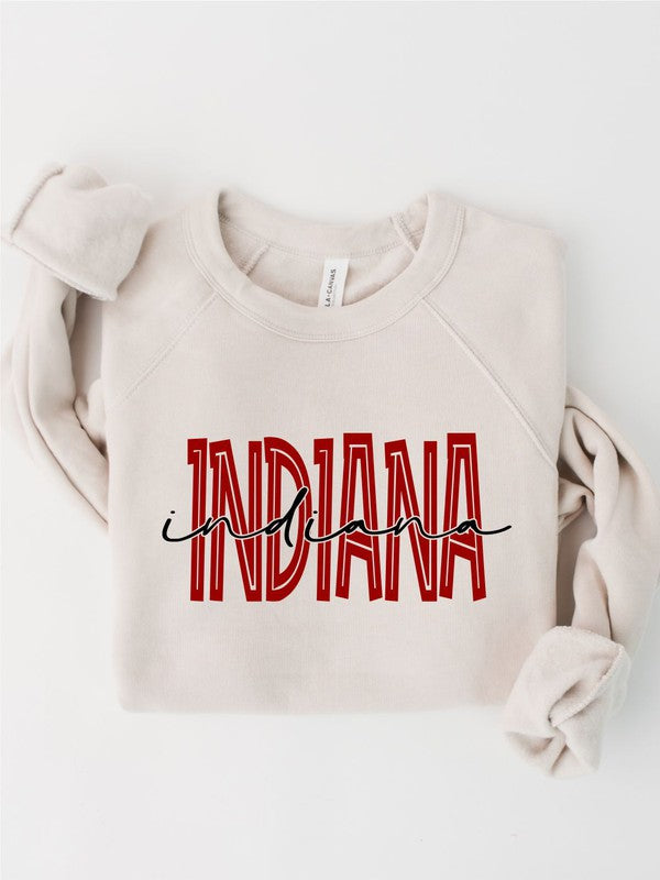 Plus Size 2 Color Cursive Indiana Premium Crew Sweatshirt
