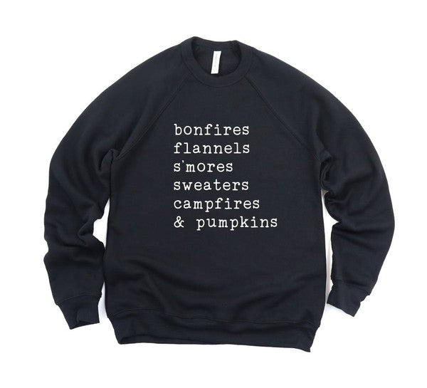 bonfires flannels s'mores Bella Crew Sweatshirt