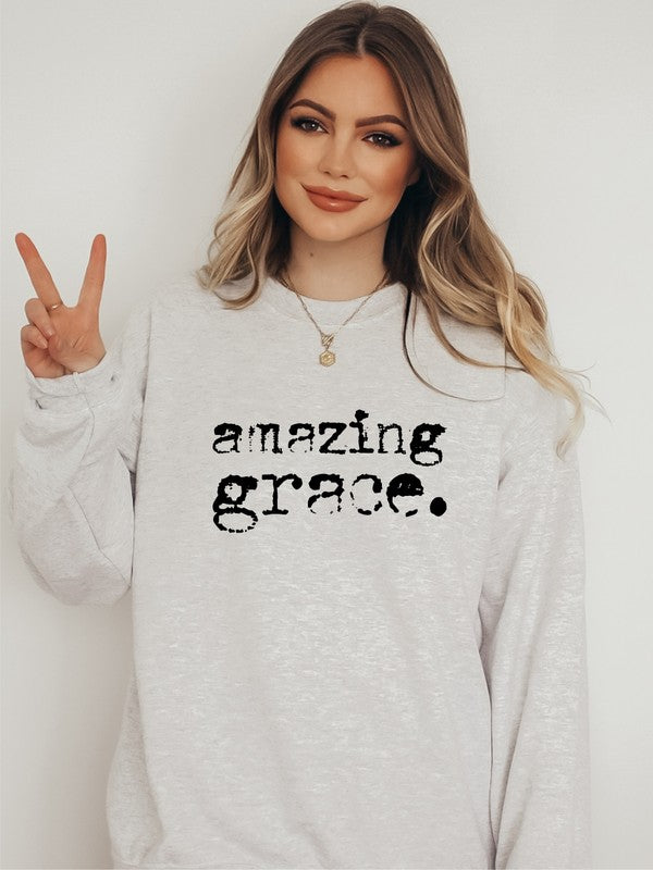 Plus Size - Amazing Grace Cozy Graphic Sweatshirt