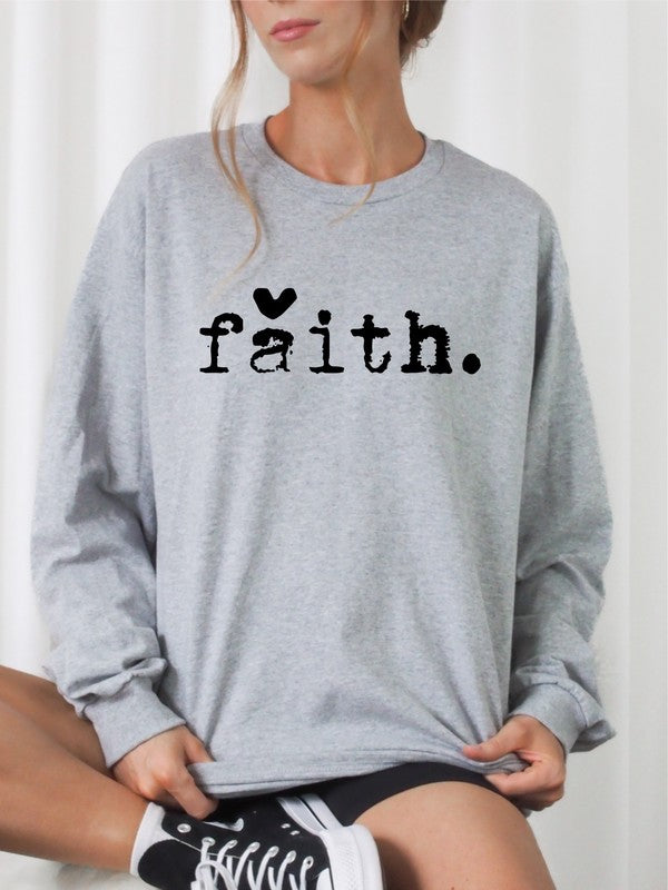 Plus Size - Faith Heart Cozy Graphic Sweatshirt