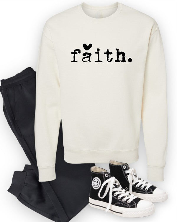 Plus Size - Faith Heart Cozy Graphic Sweatshirt