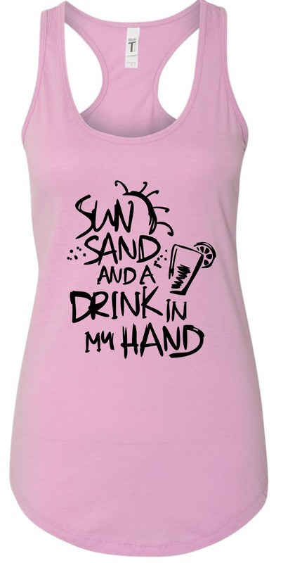 Sun Sand and a Drink in Hand Summer Graphic Tank