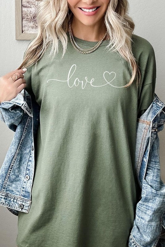 Love With Heart Graphic Heavy Cotton Tee