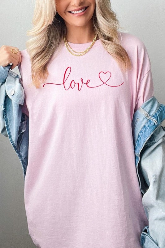 Love With Heart Graphic Heavy Cotton Tee