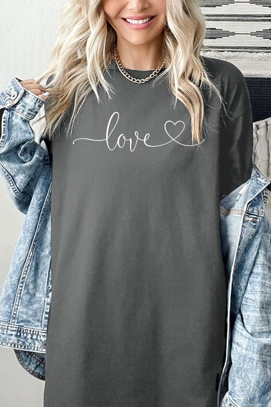 Love With Heart Graphic Heavy Cotton Tee