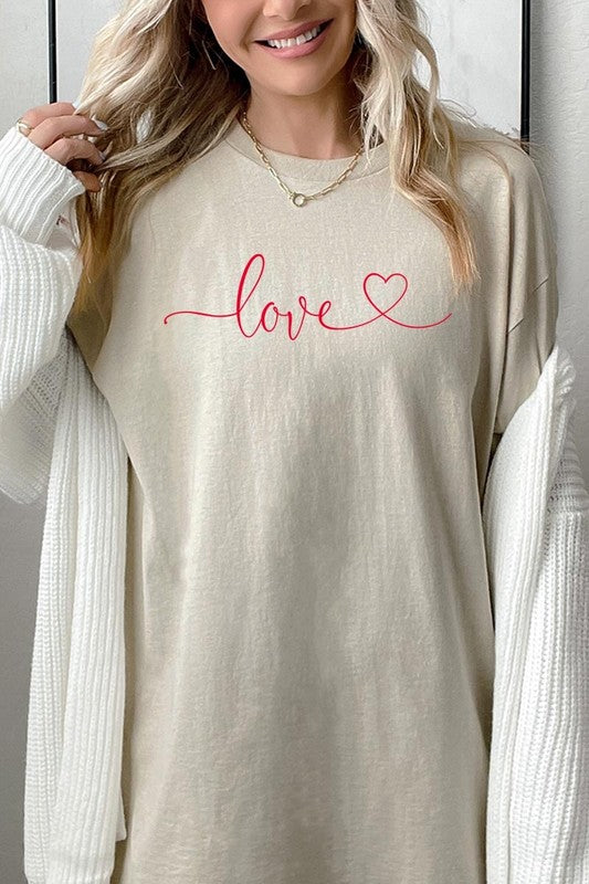 Love With Heart Graphic Heavy Cotton Tee