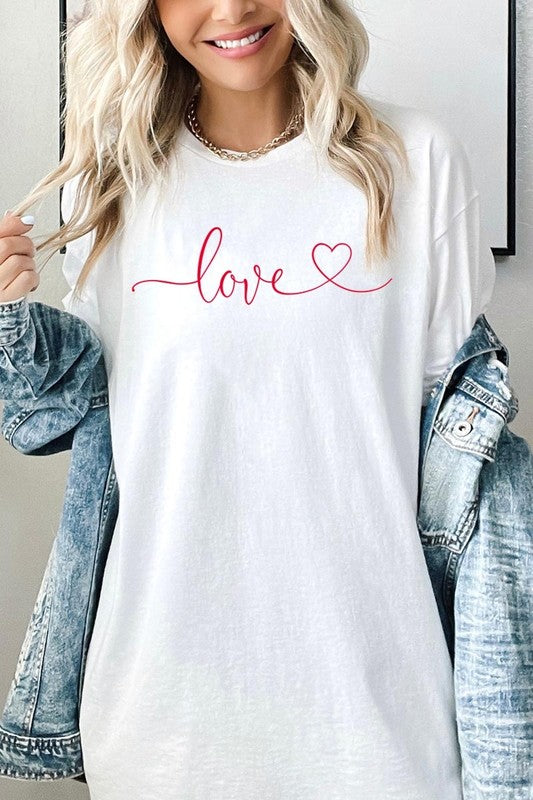 Love With Heart Graphic Heavy Cotton Tee