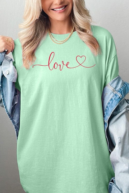 Love With Heart Graphic Heavy Cotton Tee