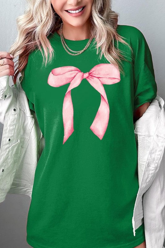 Pink Coquette Bow Graphic Heavy Cotton Tee