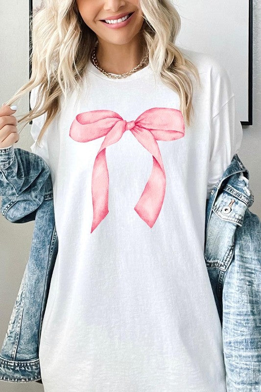 Pink Coquette Bow Graphic Heavy Cotton Tee