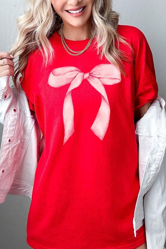 Pink Coquette Bow Graphic Heavy Cotton Tee