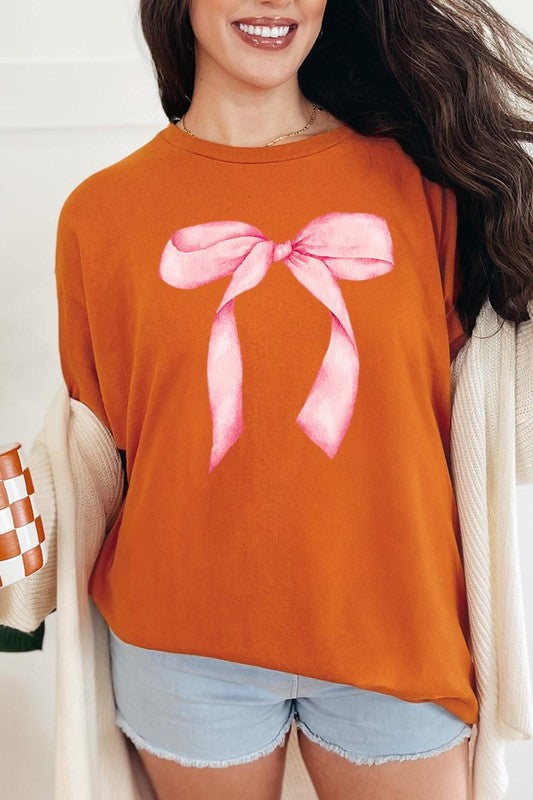 Pink Coquette Bow Graphic Heavy Cotton Tee