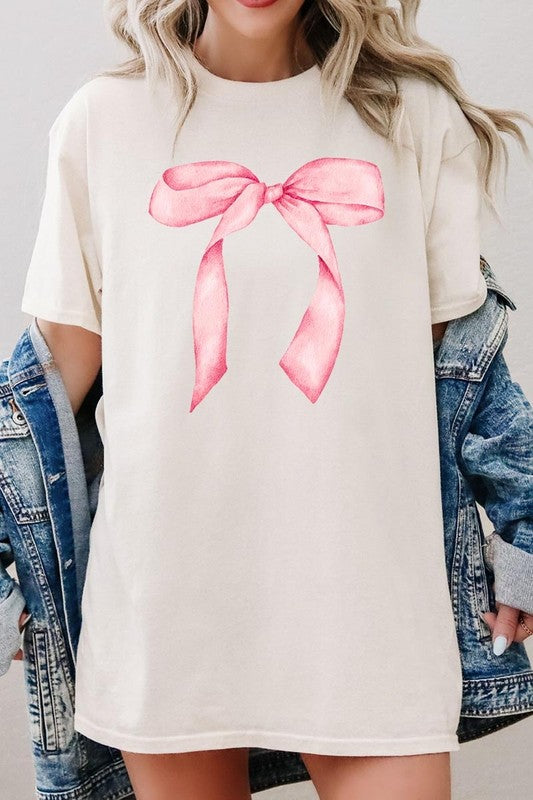 Pink Coquette Bow Graphic Heavy Cotton Tee