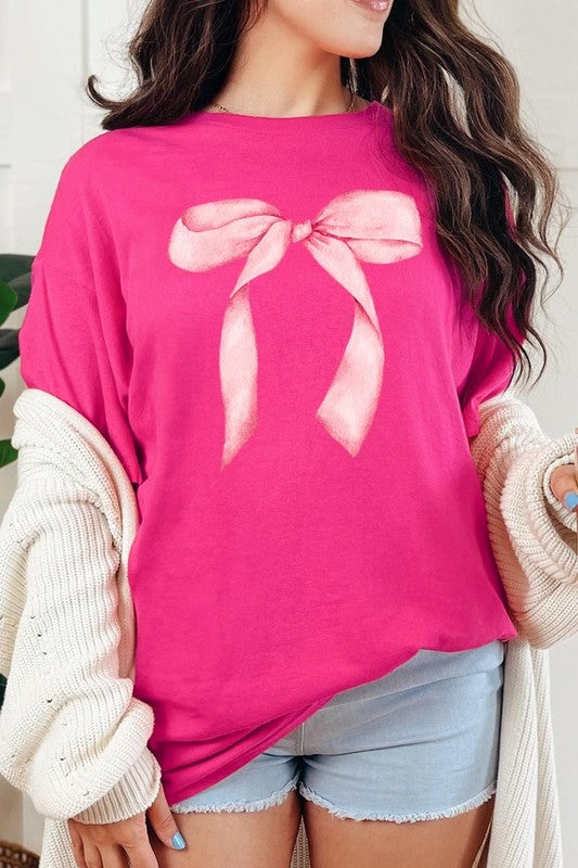 Pink Coquette Bow Graphic Heavy Cotton Tee