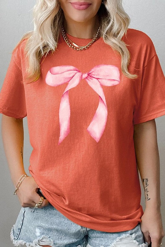 Pink Coquette Bow Graphic Heavy Cotton Tee