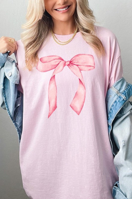 Pink Coquette Bow Graphic Heavy Cotton Tee