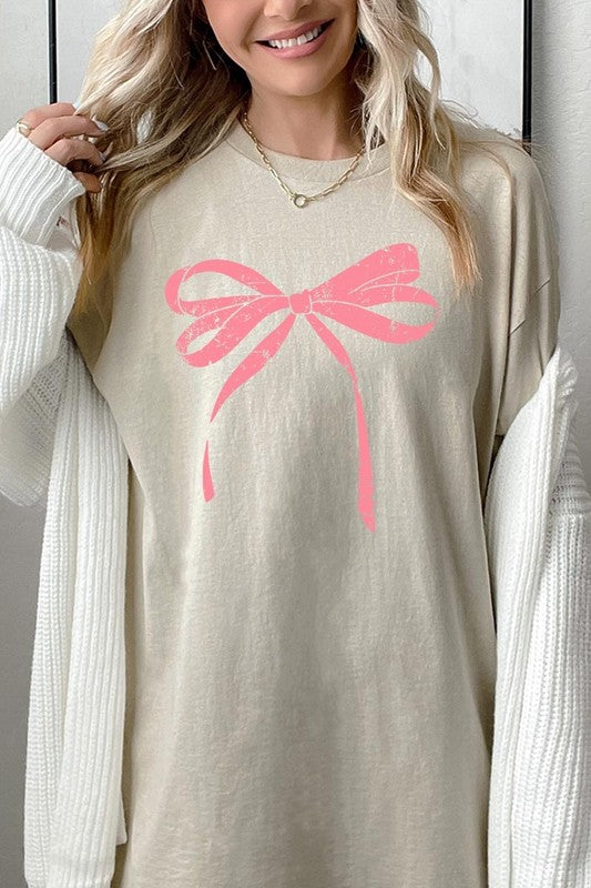 Pink Valentine Bow Graphic Heavy Cotton Tee