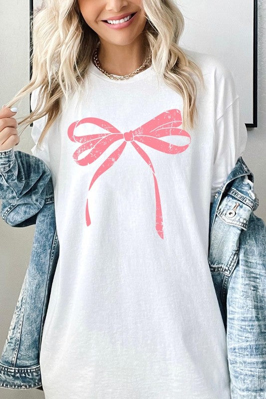 Pink Valentine Bow Graphic Heavy Cotton Tee