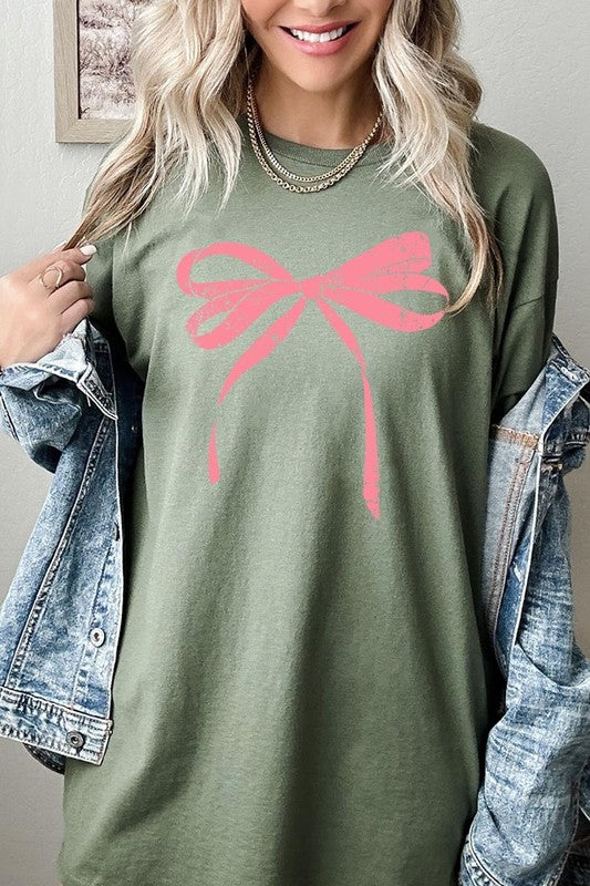 Pink Valentine Bow Graphic Heavy Cotton Tee