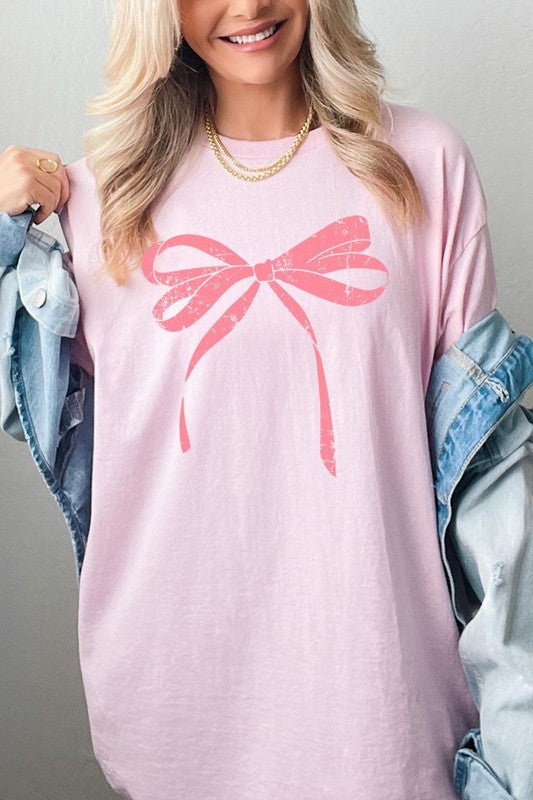 Pink Valentine Bow Graphic Heavy Cotton Tee