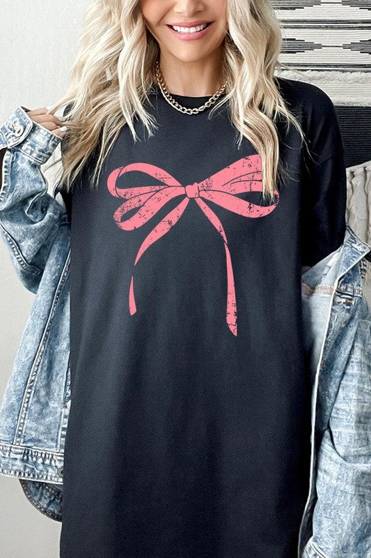 Pink Valentine Bow Graphic Heavy Cotton Tee