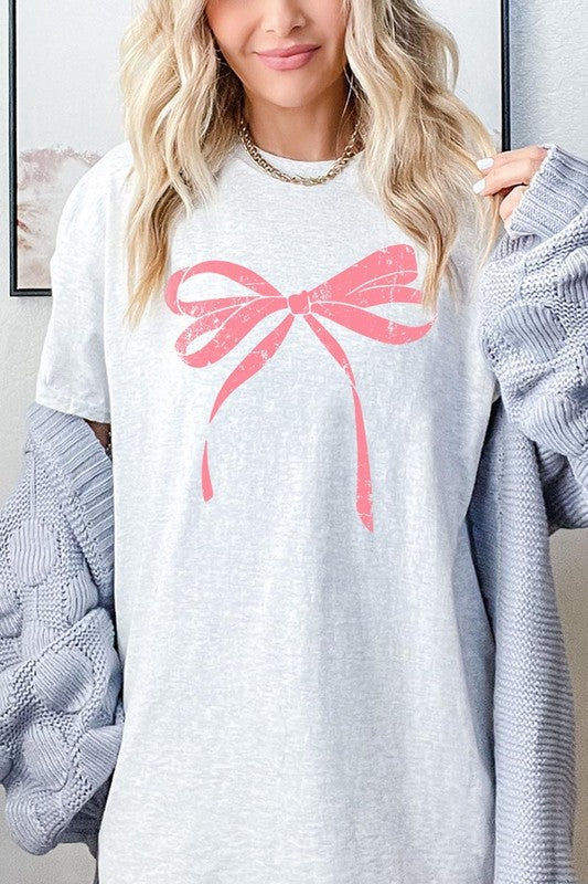 Pink Valentine Bow Graphic Heavy Cotton Tee