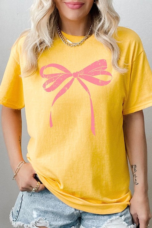 Pink Valentine Bow Graphic Heavy Cotton Tee