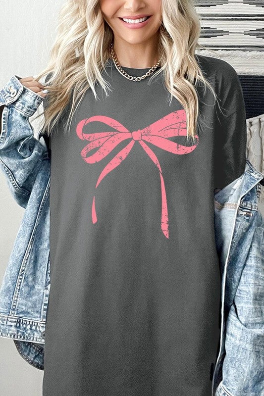 Pink Valentine Bow Graphic Heavy Cotton Tee