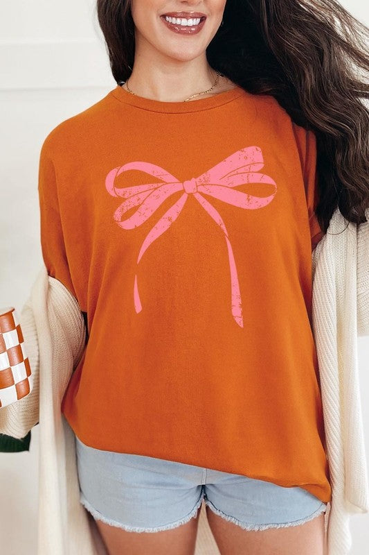 Pink Valentine Bow Graphic Heavy Cotton Tee