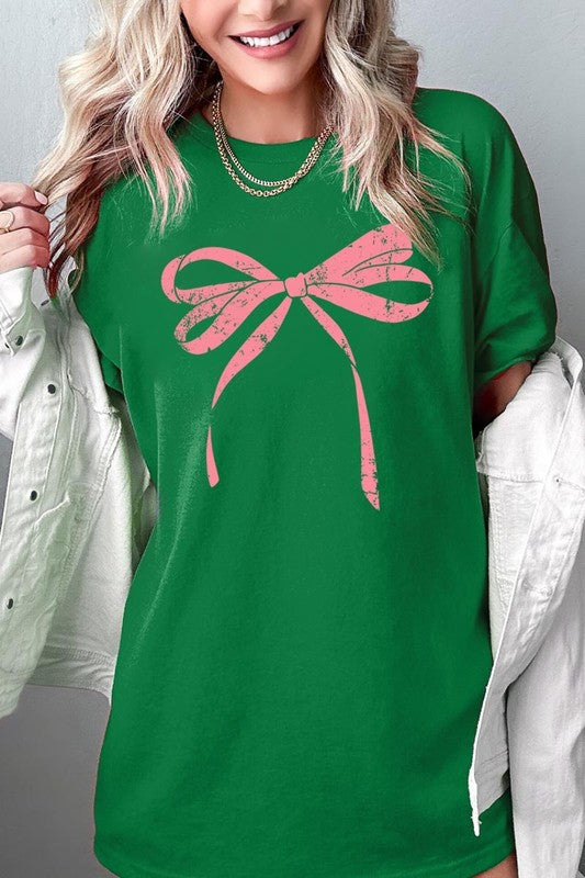 Pink Valentine Bow Graphic Heavy Cotton Tee