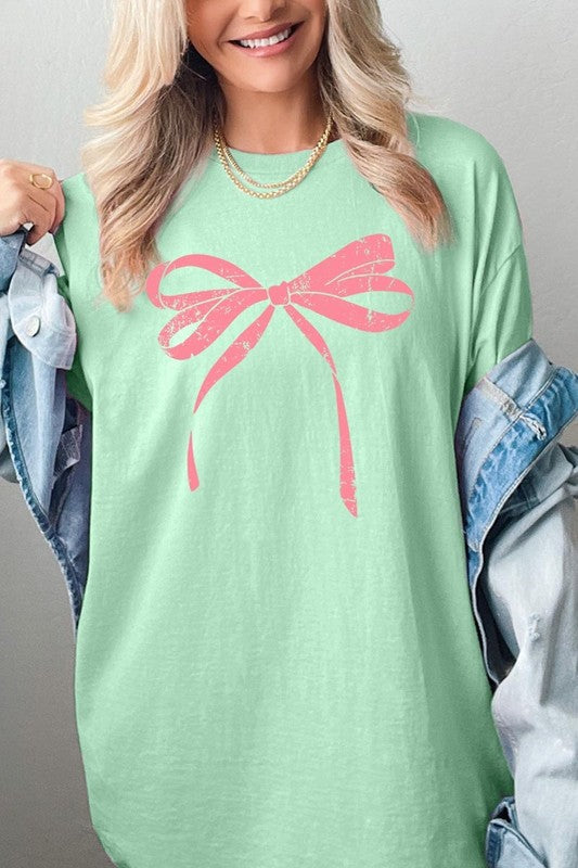 Pink Valentine Bow Graphic Heavy Cotton Tee