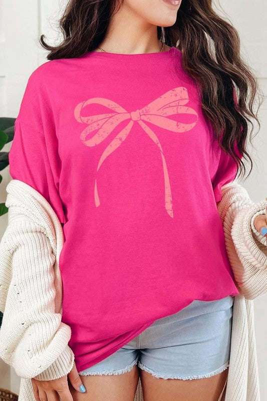 Pink Valentine Bow Graphic Heavy Cotton Tee