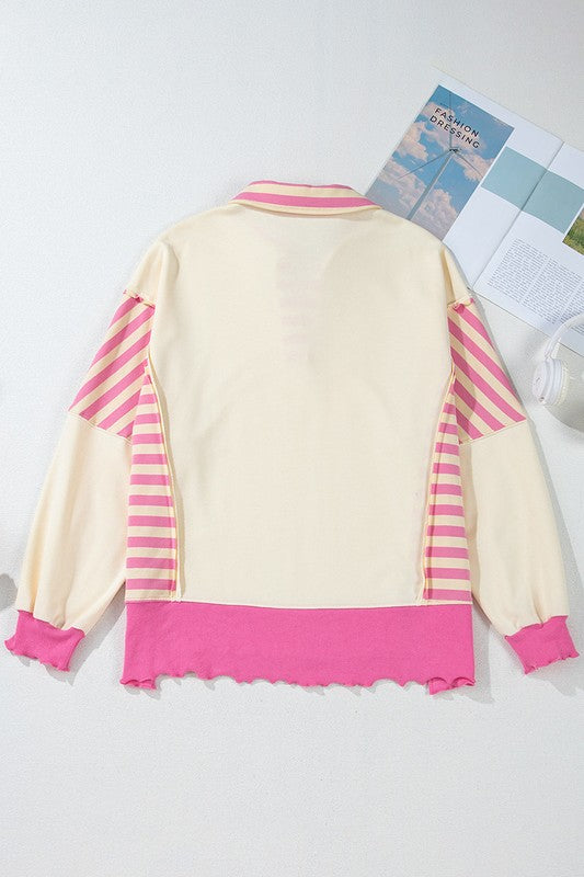 Women Colorblock Patchwork Collared Sweatshirts