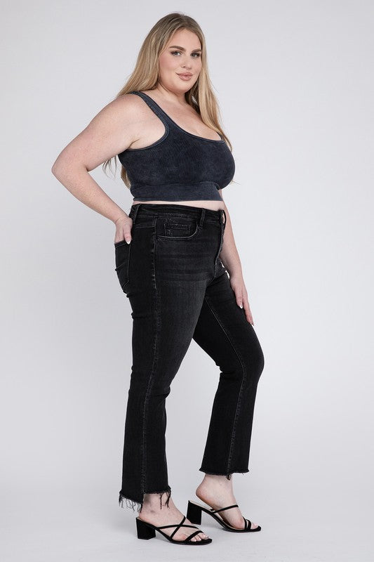 Plus Size High Rise Crop Flare Jeans